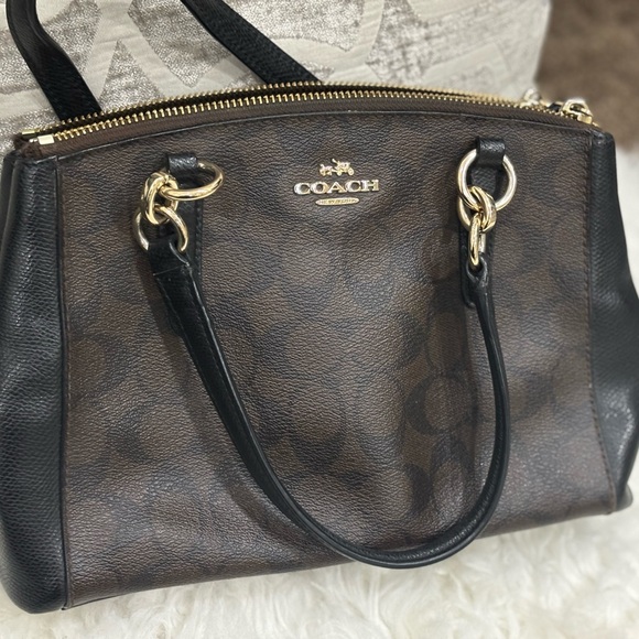 Coach Black and Brown Satchel with Gold Accents - Picture 1 of 5